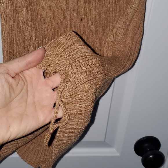 Camel Ruched Side Knitted Dress - Picture 7 of 7